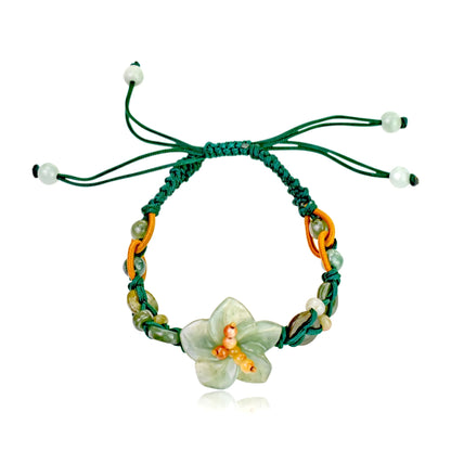 Green Jade Spring Star Flower Blossom An Anniversary Bracelet For Women Flower Bracelet Anniversary Gift For Her