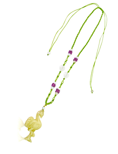 Graceful Flamingo Necklace for Women Pink Flamingo Jewelry Handmade Jade Stone Pendant For A Cheerful Anniversary Surprise