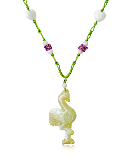Handcrafted Flamingo Necklace for Women Pink Flamingo Jewelry Handmade Jade Stone Pendant For A Cheerful Anniversary Surprise