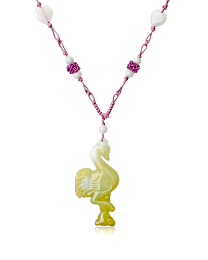 Flamingo Necklace for Women Pink Flamingo Jewelry Handmade Jade Stone Pendant For A Cheerful Mother's Day Surprise