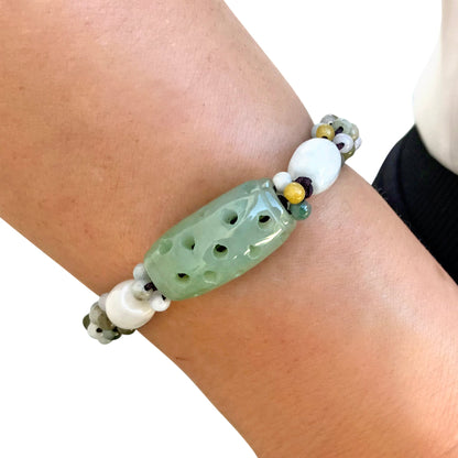 Women Genuine Jade Beads A Lucky Jade Bracelet For Her Jade Pendant Bracelet A Uplifting Spiritual Jewelry Birthday Gift