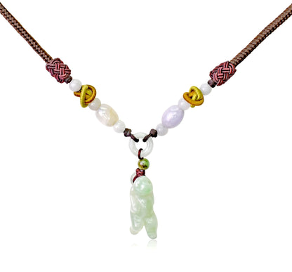 White Jade Spiritual Ape Animal a Jade Monkey Necklace For Him Yellow Jade Stone Meaningful Father’s Day Gift