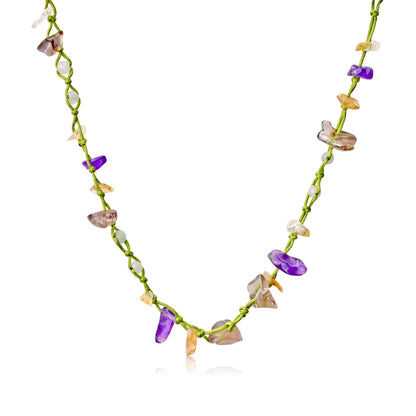 Gem Necklace an Amethyst and Citrine Necklace for Her Healing Crystal Necklace Birthday Gift for Inner Peace