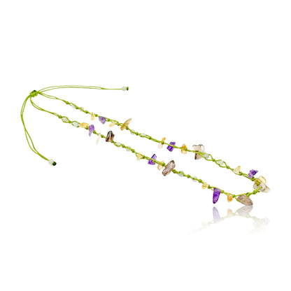 Handmade Gem Necklace an Amethyst and Citrine Necklace for Her Healing Crystal Necklace Birthday Gift for Inner Peace