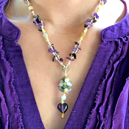 Women Amethyst Heart Necklace A February Birthstone Necklace For Ladies Jade Amethyst Attracting Love And Inner Peace