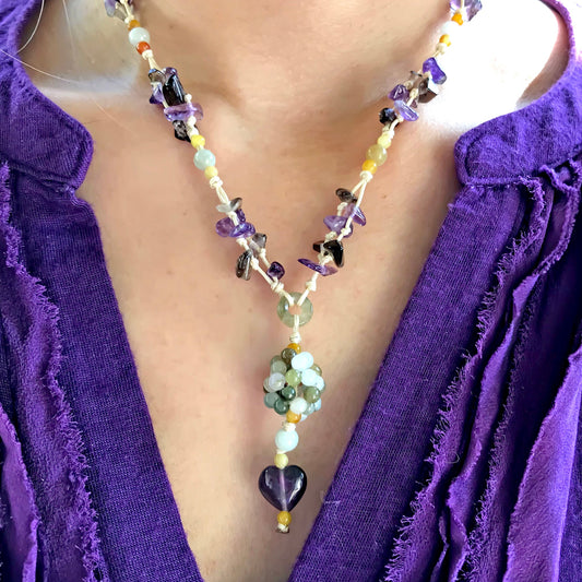 Women Amethyst Heart Necklace A February Birthstone Necklace For Ladies Jade Amethyst Attracting Love And Inner Peace