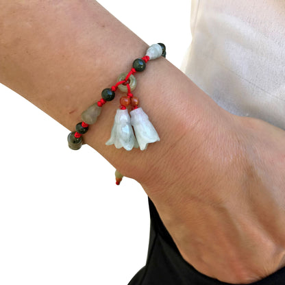 Women Valentine Day Charm Bracelets A Canterbury Bells Pink for Her Dainty Jade Bracelet Birthday Gift
