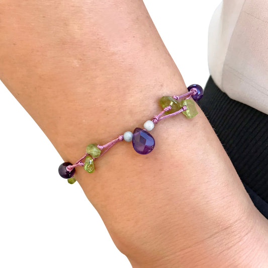 Women Amethyst Stone Bracelet Natural Stones A Amethyst Bracelet for Her Anniversary Gift for Lasting Love