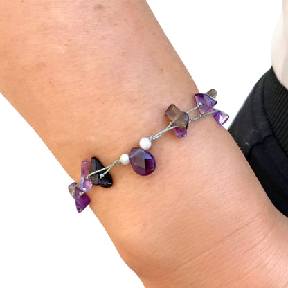 Women Amethyst Chakra Bracelet a Healing Gemstone Bracelets for Her Purple Stone Bracelet Attracting Prosperity and Happiness