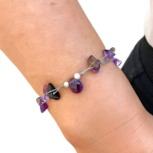 Women Amethyst Chakra Bracelet a Healing Gemstone Bracelets for Her Purple Stone Bracelet Attracting Prosperity and Happiness