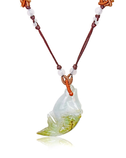 Koi Fish Necklace in Jade Koi Fish Pendant Unisex Koi Fish Jewelry for Good Fortune Soulful Gift