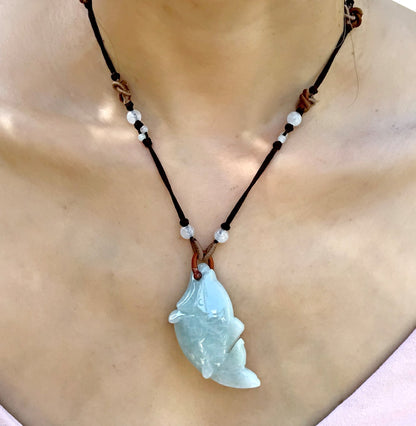 Women Koi Fish Necklace in Jade Koi Fish Pendant For Her Koi Fish Jewelry for Good Fortune Soulful Birthday Gift