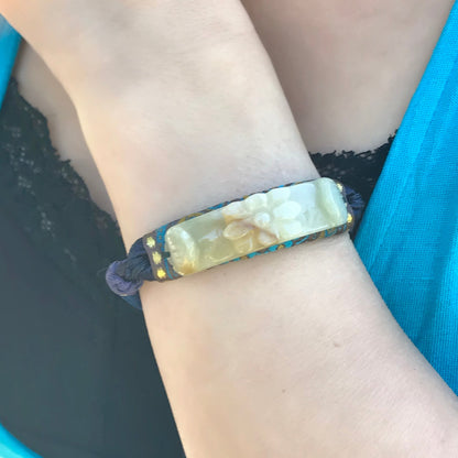 Women Star Lily Flower a Star Flower Yellow Everyone Is Loving Yellow Jade Bracelet Birthday Gift