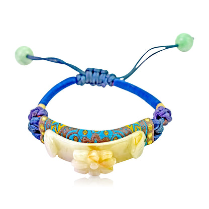 Star Lily Flower a Star Flower Yellow Everyone Is Loving Yellow Jade Bracelet Birthday Gift for Blessing and Happiness