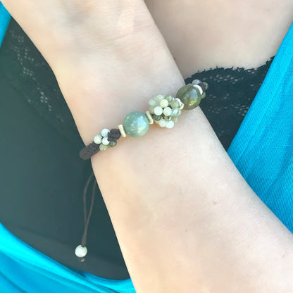 Women Bead Bracelet a Real Jade Bead Bracelet for Her Handmade Bracelets Beaded for Luck, Abundance Lovely Birthday Gift