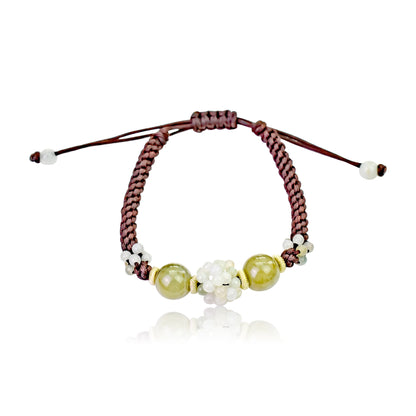 Handwoven Bead Bracelet a Real Jade Bead Bracelet for Her Handmade Bracelets Beaded for Luck, Abundance Lovely Birthday Gift