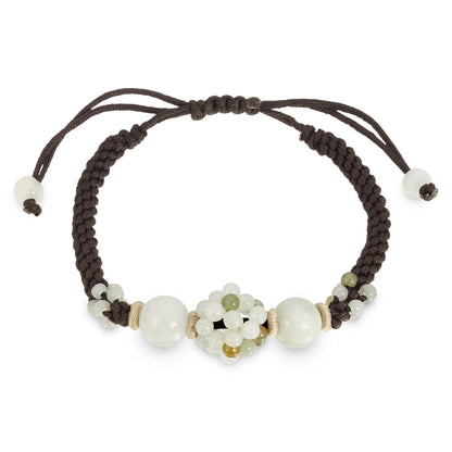 White Jade Bead Bracelet a Real Jade Bead Bracelet for Her Handmade Bracelets Beaded for Luck, Abundance Lovely Birthday Gift