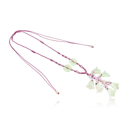 White Jade Bellflower A Birth Flower Bouquet Necklace for Wife Floral Flower Necklace Elegant Anniversary Gift