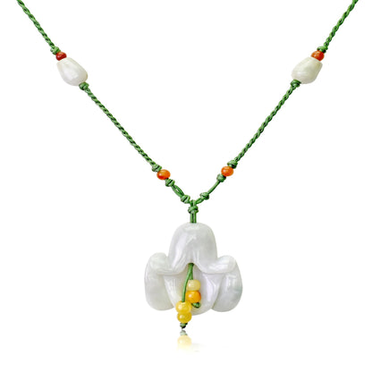Blue Canterbury Bell A Flower Sharped Jewelry for Ladies Friendship Necklace Birthday Gift with Mystical Abundance Energy