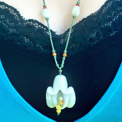 Women Blue Canterbury Bell A Flower Sharped Jewelry for Her Friendship Necklace Birthday Gift with Mystical Abundance Energy