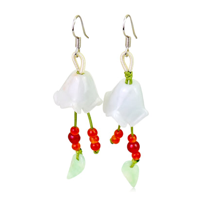Trending Flower Dangle For Her Floral Drop Earrings Nature Jewelry Bell Flower Blue Anniversary Gift