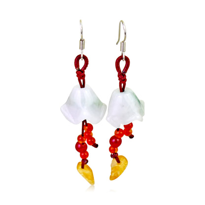 Flower Dangle For Her Floral Drop Earrings Nature Jewelry Bell Flower Blue Anniversary Gift