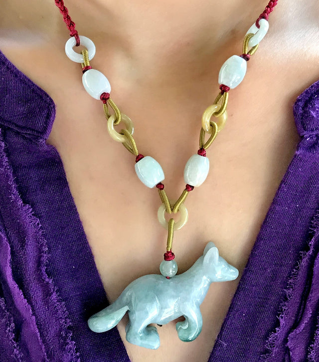 Boldly Leap Into Style with the Chunky Kangaroo Jade Pendant NecklaceNecklacesSerenity Jade