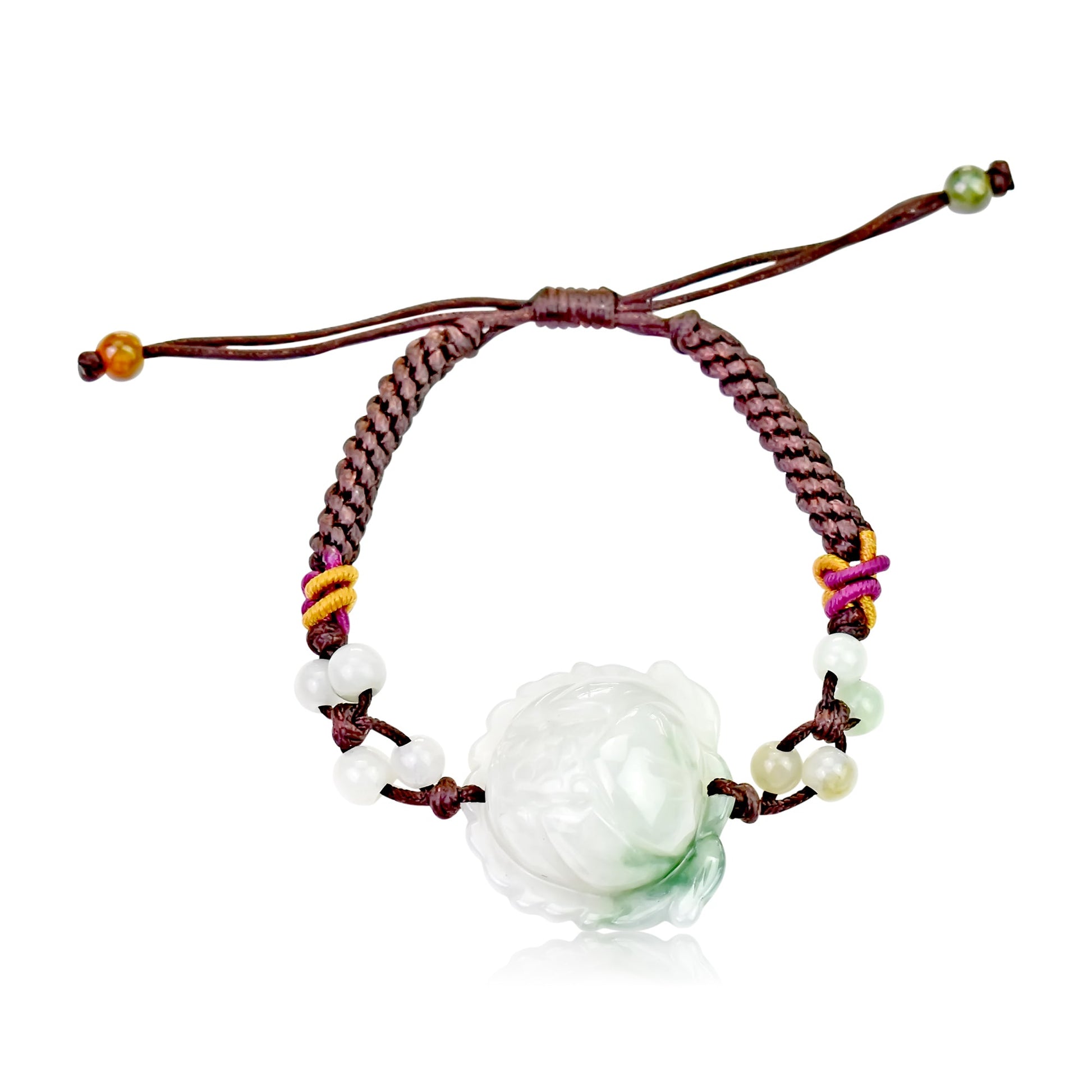 Bracelet with Flower Charm Lotus Bracelet Handmade Jewelry for Mom Birthday Gift Handmade Bracelet for HerBraceletsSerenity Jade
