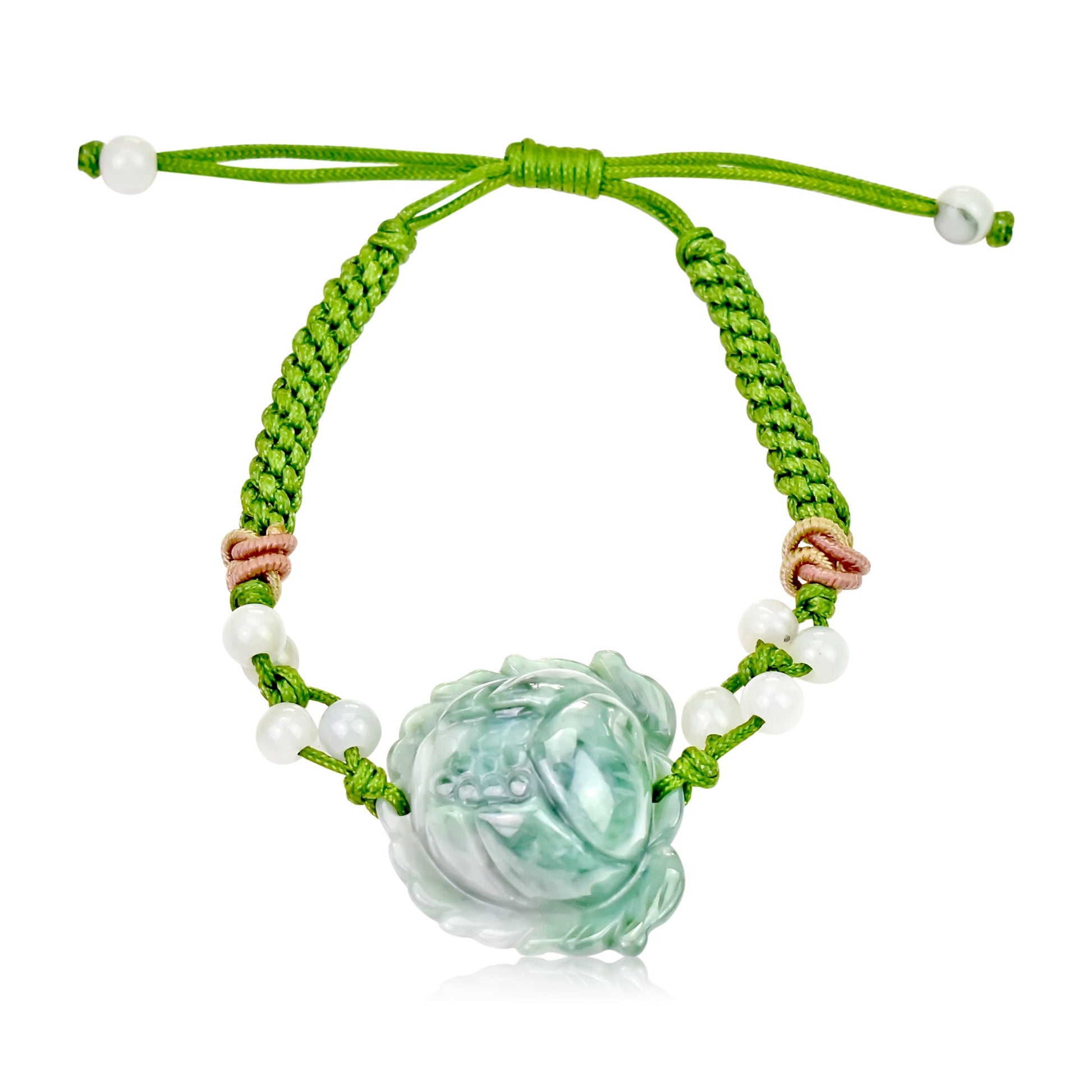 Bracelet with Flower Charm Lotus Bracelet Handmade Jewelry for Mom Birthday Gift Handmade Bracelet for HerBraceletsSerenity Jade