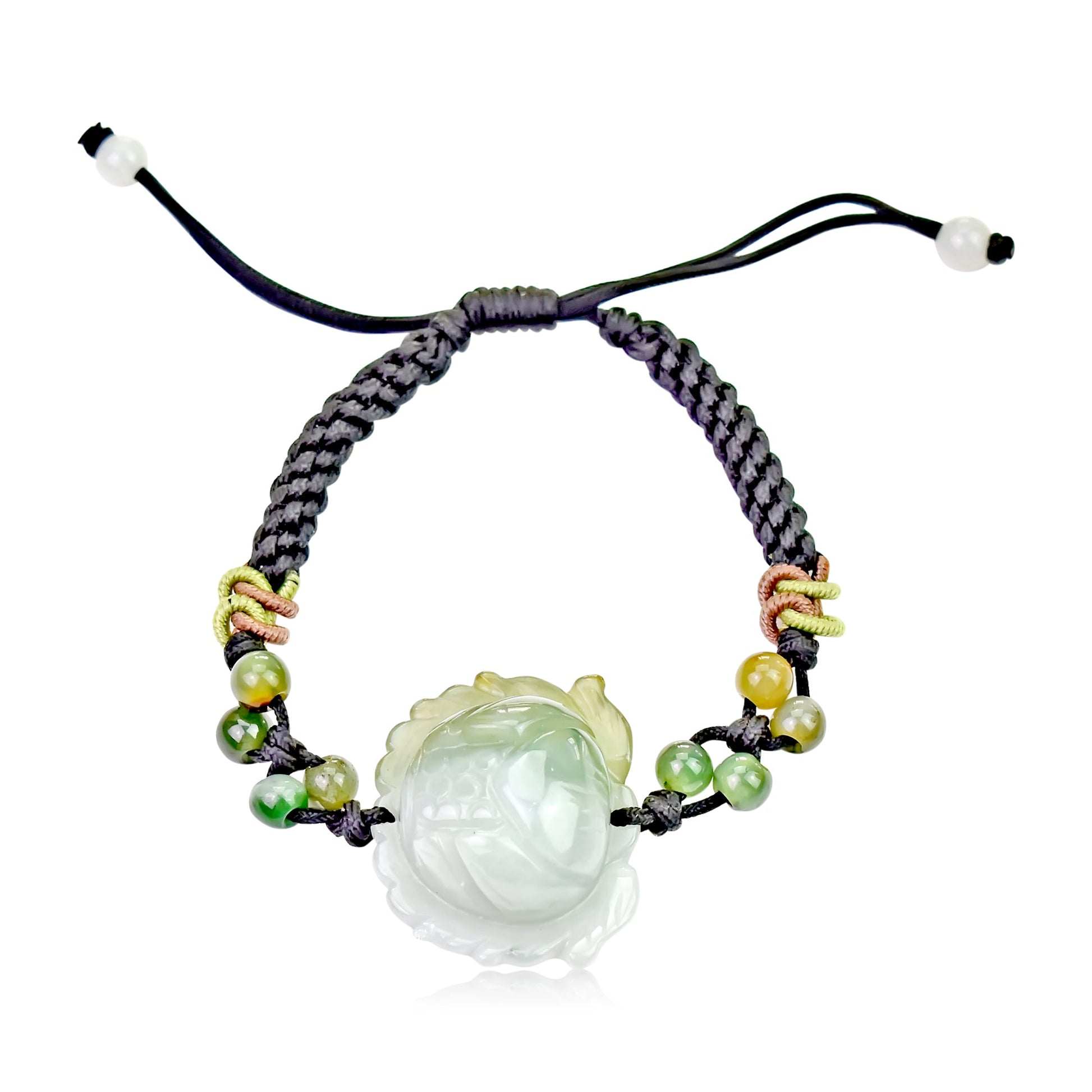 Bracelet with Flower Charm Lotus Bracelet Handmade Jewelry for Mom Birthday Gift Handmade Bracelet for HerBraceletsSerenity Jade