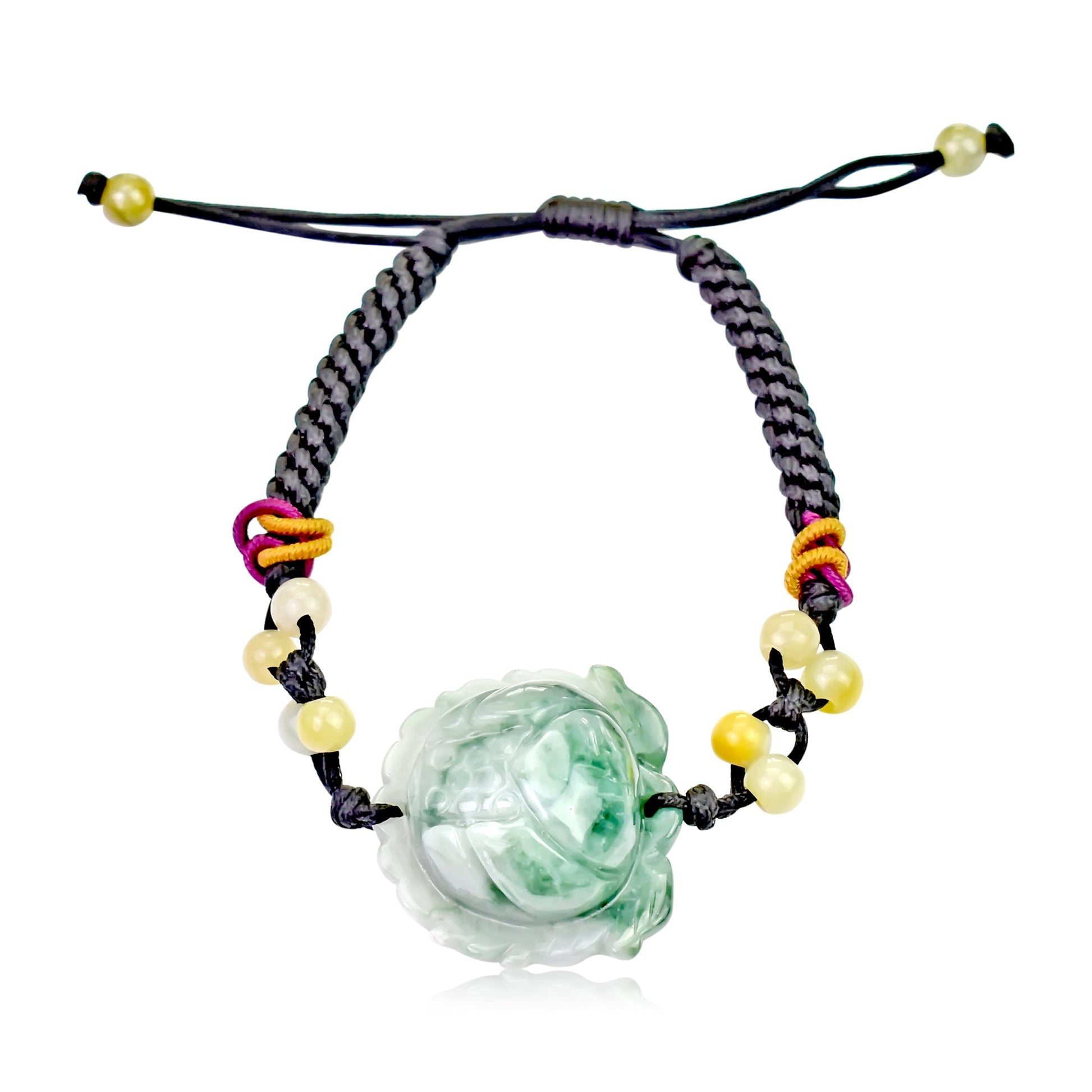 Bracelet with Flower Charm Lotus Bracelet Handmade Jewelry for Mom Birthday Gift Handmade Bracelet for HerBraceletsSerenity Jade