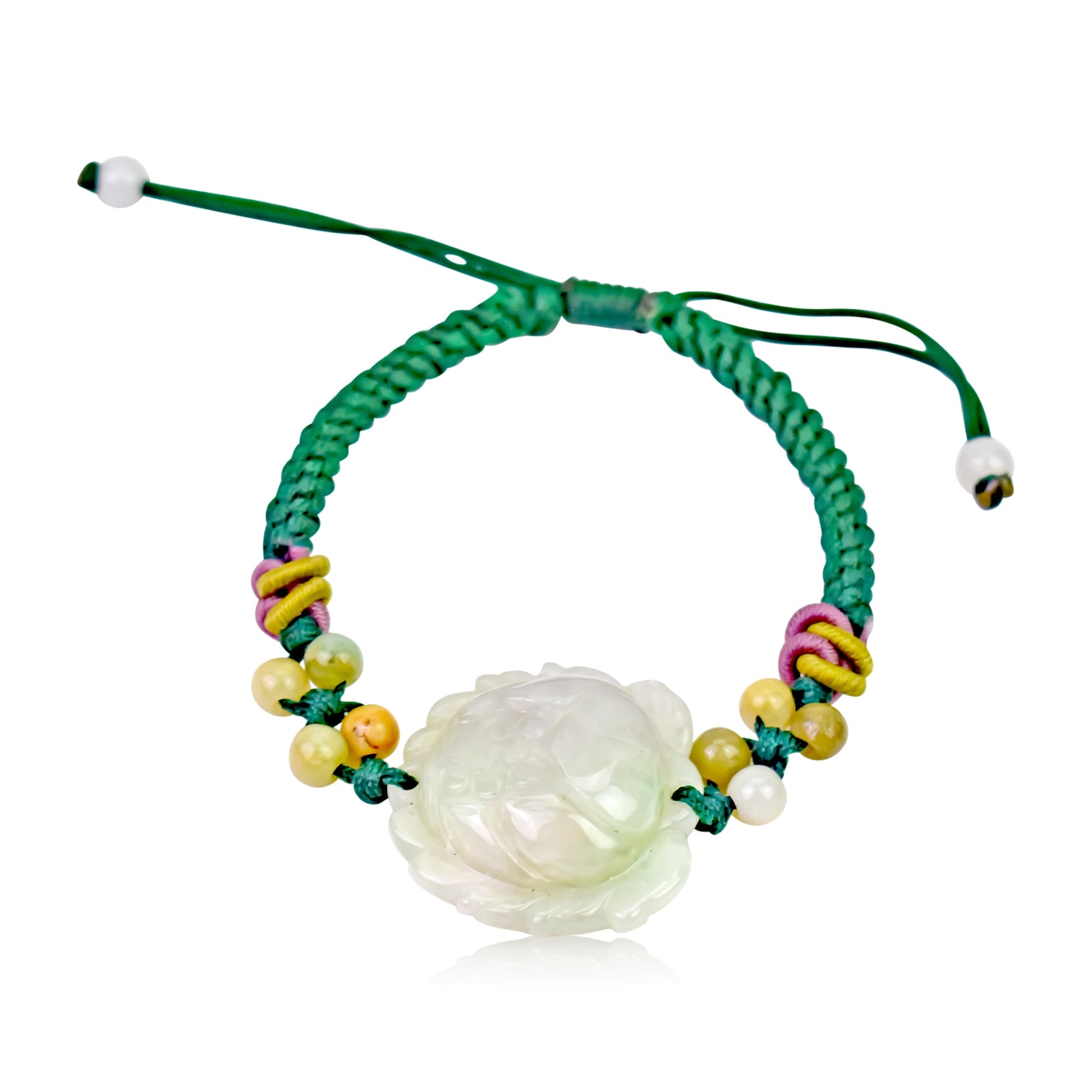 Bracelet with Flower Charm Lotus Bracelet Handmade Jewelry for Mom Birthday Gift Handmade Bracelet for HerBraceletsSerenity Jade
