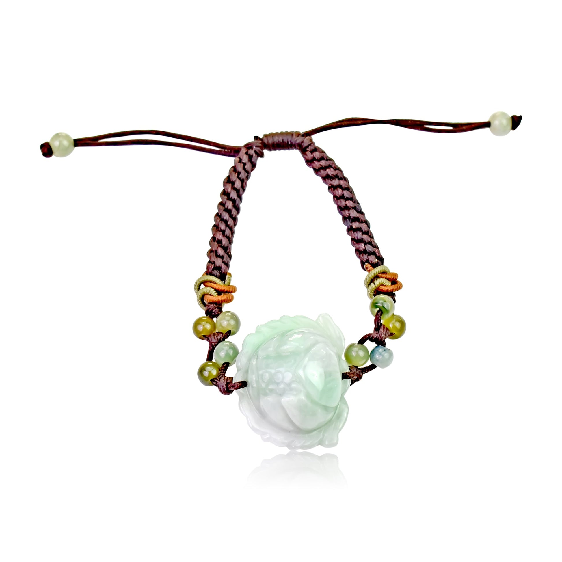 Bracelet with Flower Charm Lotus Bracelet Handmade Jewelry for Mom Birthday Gift Handmade Bracelet for HerBraceletsSerenity Jade
