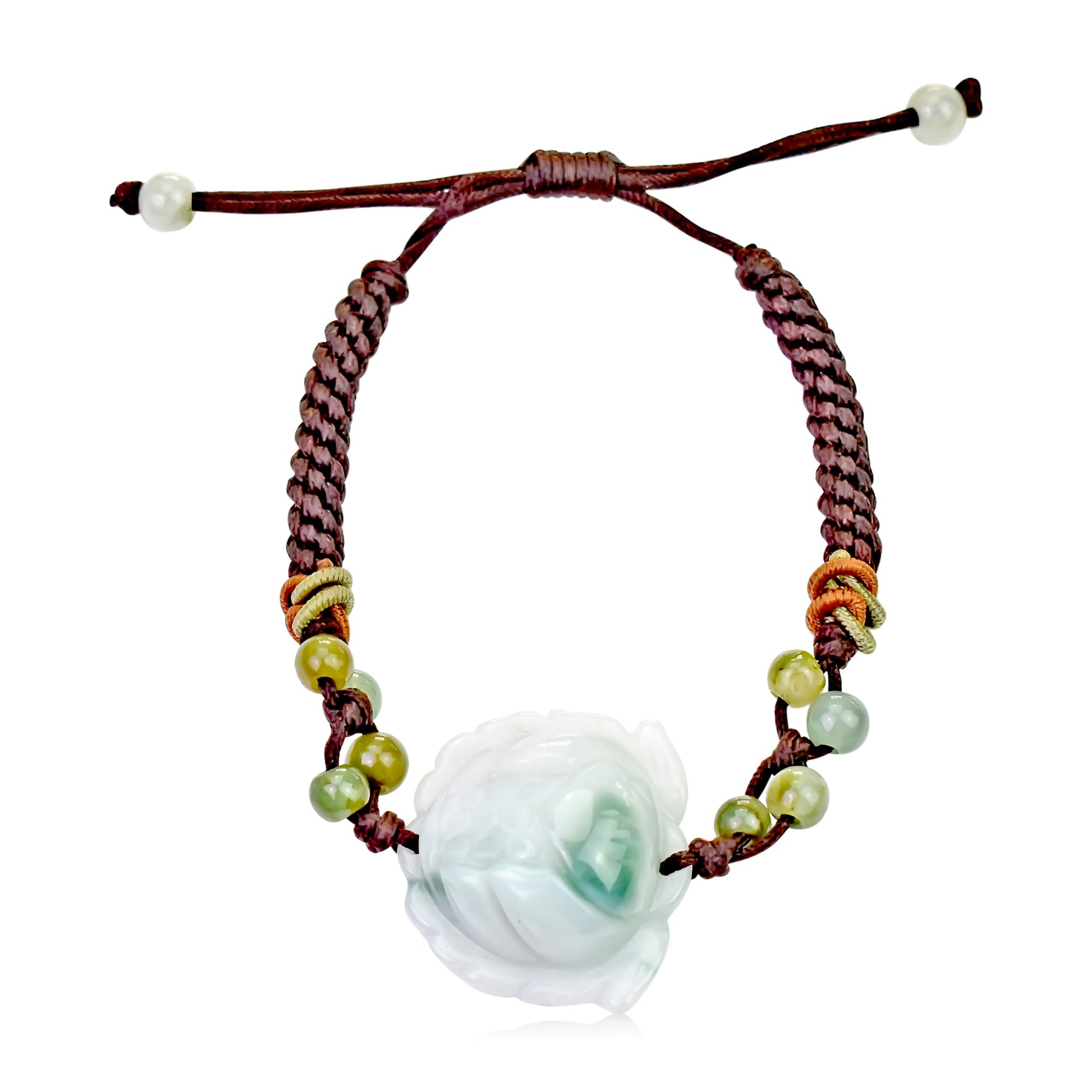 Bracelet with Flower Charm Lotus Bracelet Handmade Jewelry for Mom Birthday Gift Handmade Bracelet for HerBraceletsSerenity Jade