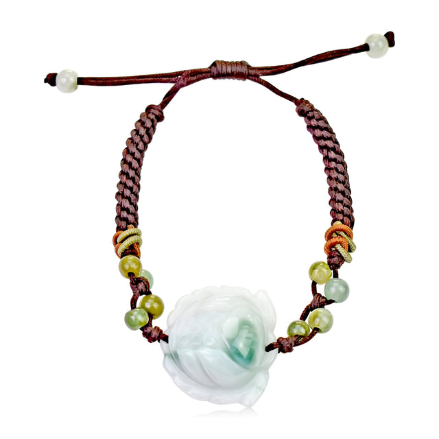 Bracelet with Flower Charm Lotus Bracelet Handmade Jewelry for Mom Birthday Gift Handmade Bracelet for HerBraceletsSerenity Jade