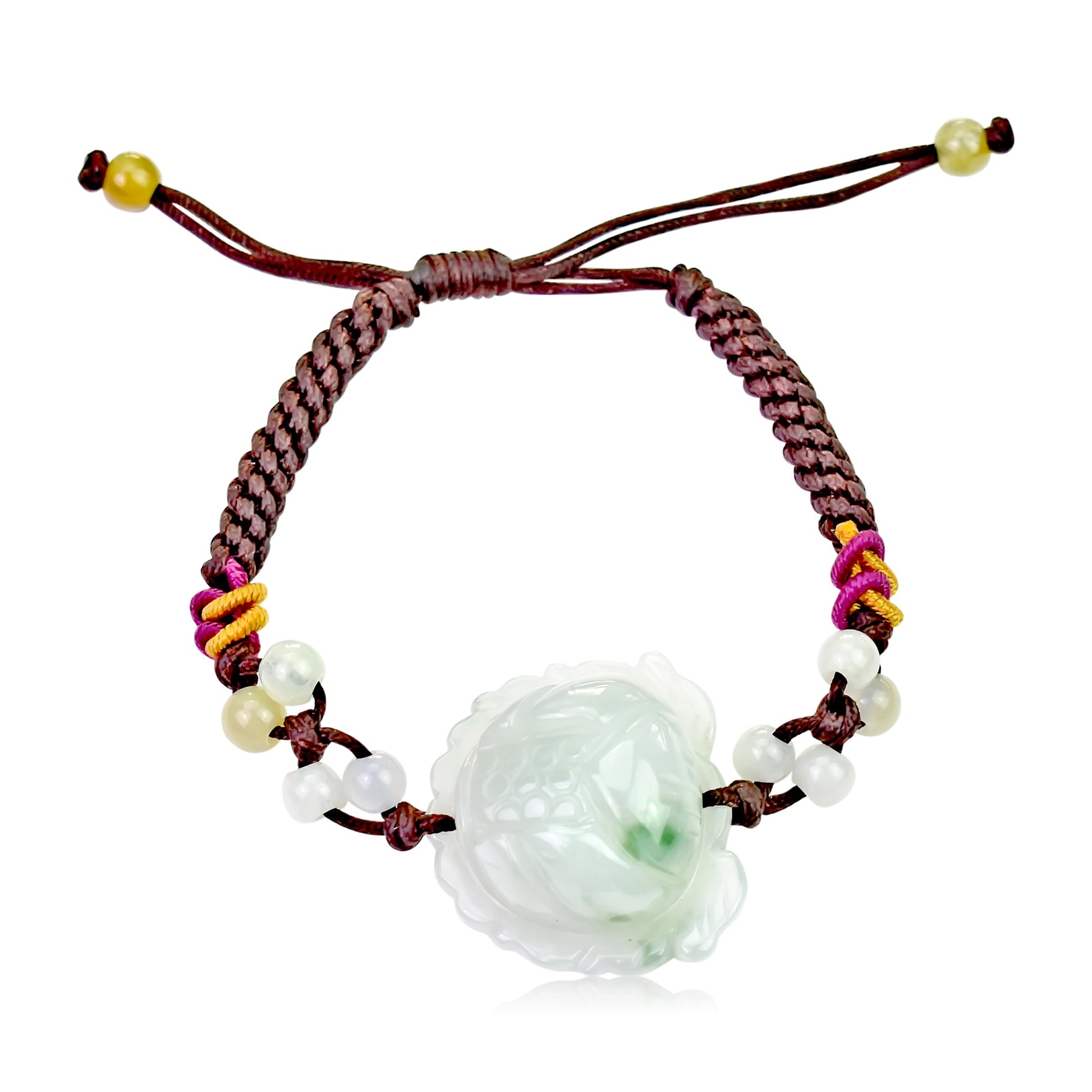 Bracelet with Flower Charm Lotus Bracelet Handmade Jewelry for Mom Birthday Gift Handmade Bracelet for HerBraceletsSerenity Jade