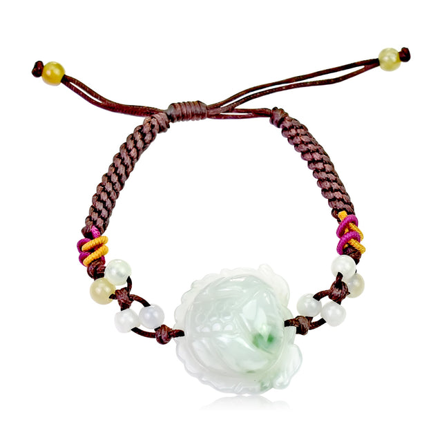 Bracelet with Flower Charm Lotus Bracelet Handmade Jewelry for Mom Birthday Gift Handmade Bracelet for HerBraceletsSerenity Jade