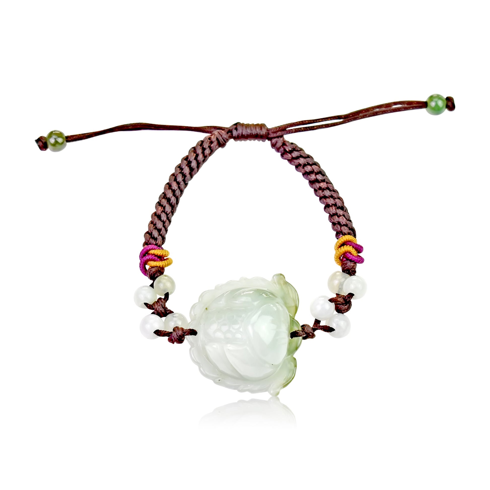 Bracelet with Flower Charm Lotus Bracelet Handmade Jewelry for Mom Birthday Gift Handmade Bracelet for HerBraceletsSerenity Jade