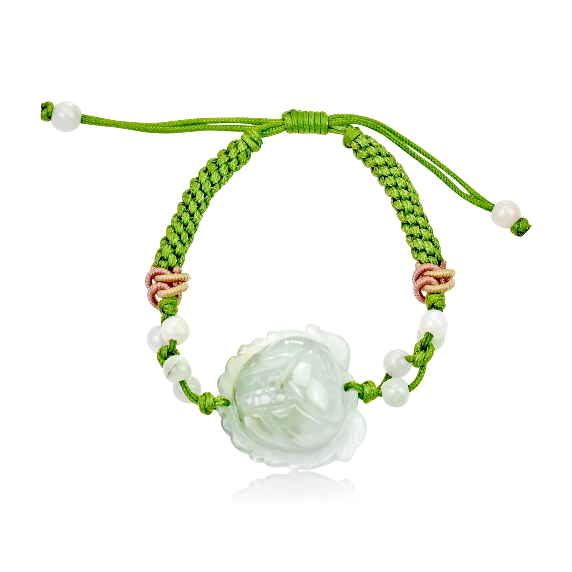 Bracelet with Flower Charm Lotus Bracelet Handmade Jewelry for Mom Birthday Gift Handmade Bracelet for HerBraceletsSerenity Jade