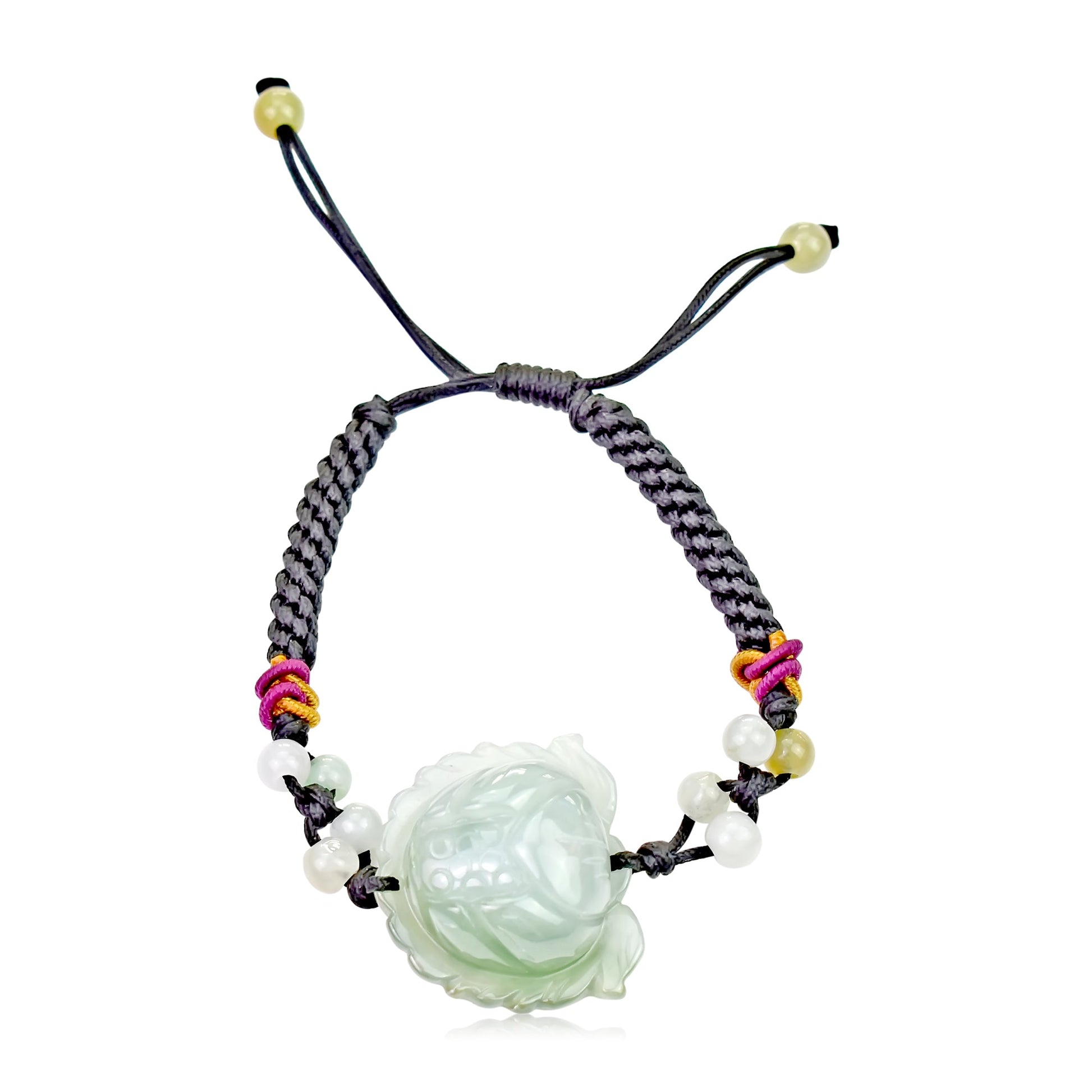 Bracelet with Flower Charm Lotus Bracelet Handmade Jewelry for Mom Birthday Gift Handmade Bracelet for HerBraceletsSerenity Jade