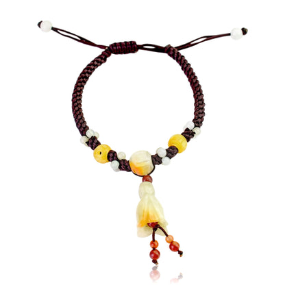 Yellow Jade Dalmantian Bell Flower a Valentines Beaded Bracelet for Women Beads Bracelet Design Valentine’s Day Gift