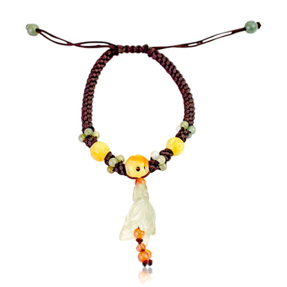 White Jade Dalmantian Bell Flower a Valentines Beaded Bracelet for Women Beads Bracelet Design Birthday Gift