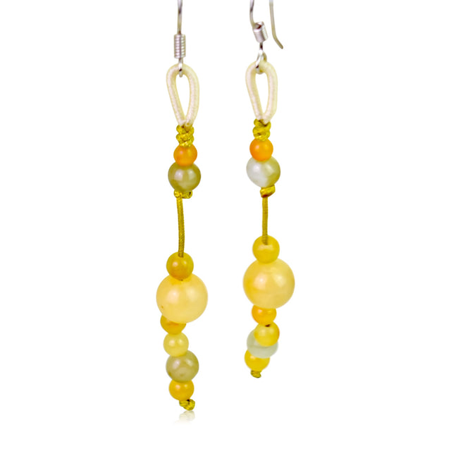 Yellow Beaded Earrings A Bead Embroidery Earrings For Her Beaded Earrings Handmade Birthday Gift