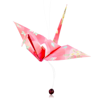Pink Crane Bird with July Birthstone A Ruby Birthstone Month Meaningful Birthday Gift Symbolizing Good Fortune