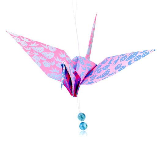 Aquamarine Birthstone Month a March Gemstone with Simple Origami Crane Mystical Bird Symbol of Longevity Birthday Gift
