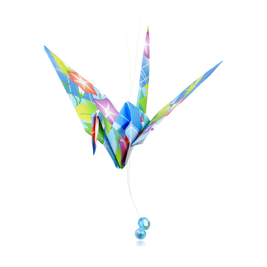 Aquamarine Birthstone a March Stone with Origami Peach Crane Mystical Bird Symbol Gift for Lucky Protection Crane Energy