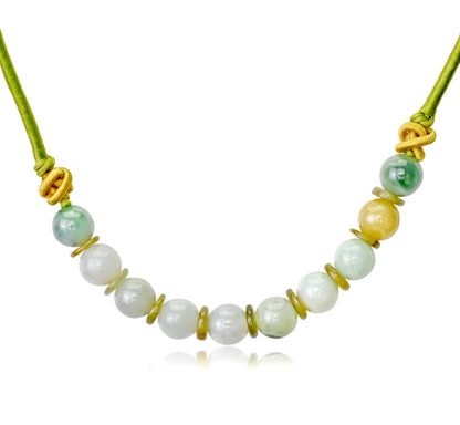 Mother’s Day GiftJade Disc Pendant A Multi Color Jade Bead Necklace In Jade Bead