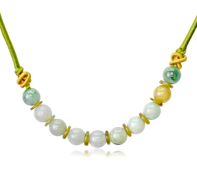 Mother’s Day GiftJade Disc Pendant A Multi Color Jade Bead Necklace In Jade Bead