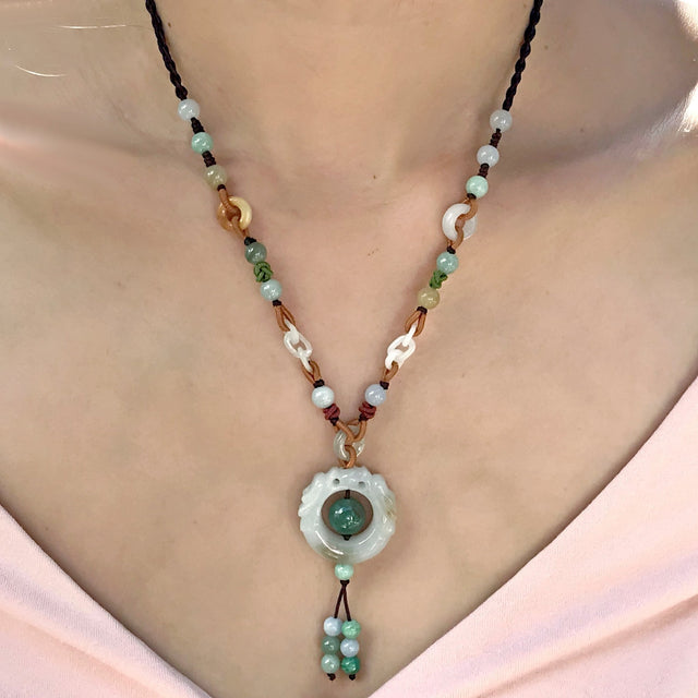 Channel the Power of the Dragon with the Dragon in Circular Form Jade Pendant NecklaceNecklacesSerenity Jade