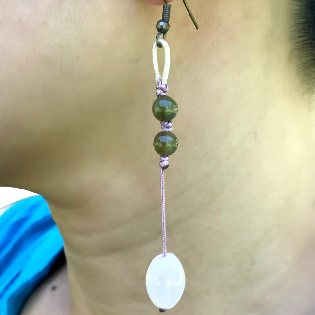 Chic Elegance: Oblong Rose Quartz EarringsEarringsSerenity Jade